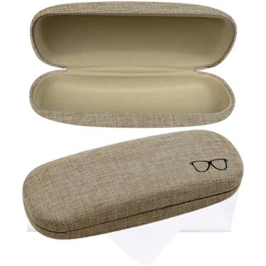 Imagem de CREATCABIN Estojo de óculos rígido para óculos de sol feminino masculino grande suporte de óculos de sol bolsa de armazenamento protetora com pano de limpeza macio presente viagem cáqui 16 x 6,3 x 3,8