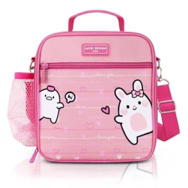 Imagem de Lancheira Térmica Infantil Jacki Design Amiguinhos - 4.752ml com Elástico Interno para Garrafa e Alças Ajustáveis (Coelho Rosa)