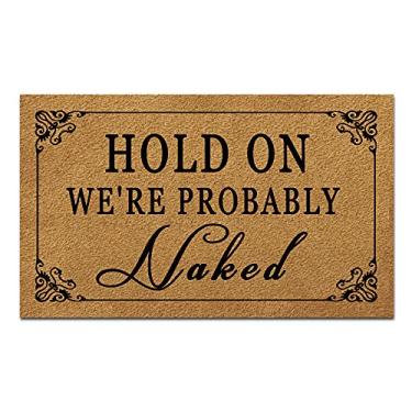 Imagem de FunXiLin Tapetes de porta engraçados de boas-vindas para decoração de casa (45 x 75 cm) tapetes de presente com borracha antiderrapante na parte de trás tapetes de cozinha capacho personalizado para