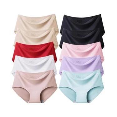 Imagem de Calcinhas De Seda Satin Sem Costura Para Mulheres plus Size 10PCS Conj