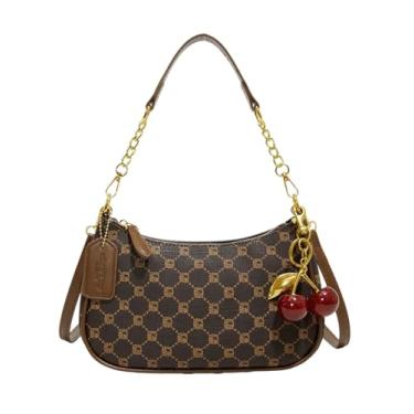 Imagem de SHENHE Bolsa de ombro feminina de couro PU pequena Hobo clutch bolsa transversal com corrente dourada, Marrom, One Size, Macio