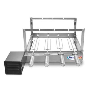Imagem de Churrasqueira Gira Grill Elétrica Rotativa 4 Espetos Inox Giratória + 