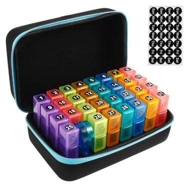 Imagem de Organizador mensal de comprimidos com estojo portátil 31 dias, 3 vezes ao dia, conjunto de caixa de comprimidos inclui cortador e adesivos para vitaminas e suplementos de viagem (azul)