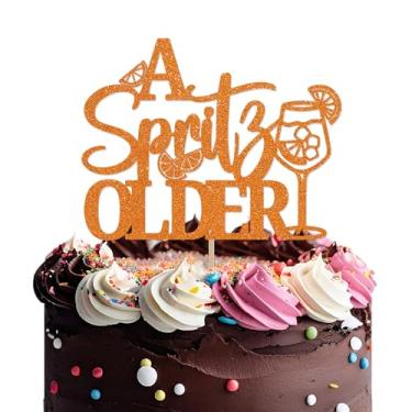 Imagem de A Spritz Older Cake Topper - Lemon Citrus Birthday Decor, Aperol Spritz Birthday Party Decorations Orange Glitter