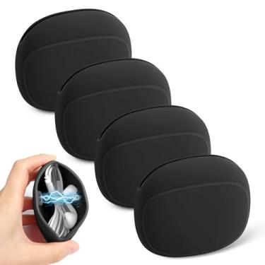 Imagem de Pacote com 4 bolsas magnéticas de silicone para AirPods, fones de ouvido com fio/sem fio, fones de ouvido – Organizador Tech Pouch para capa de carregamento, capa de armazenamento de viagem para