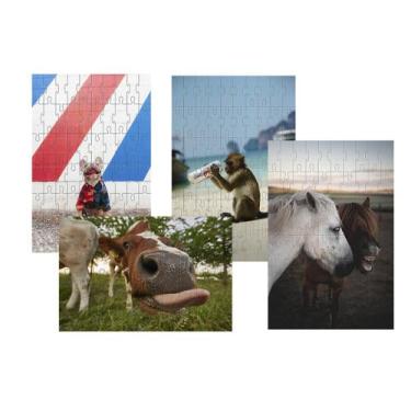 Imagem de Kit 4 Quebra-cabeças crianças animais Divertidos 24 peças - Coleção TE
