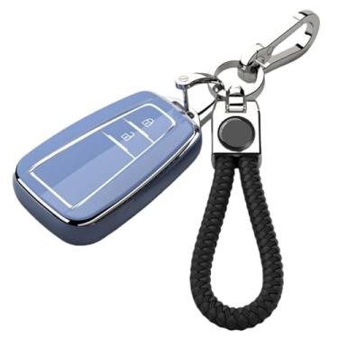Imagem de Capa macia de tpu para chave de carro compatível com toyota prius/camry/corolla/C-HR/chr/rav4/prado 2018 acessórios de chaveiro de proteção(E-purple keyring)
