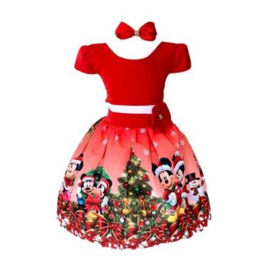 Imagem de Vestido Infantil Vermelho Natal Ratinha Mouse Noel Luxinho - Bento E M