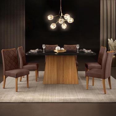 Imagem de Mesa De Jantar Raquel Plus Com 6 Cadeiras Dj Móveis Moca/ginger