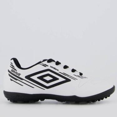 Imagem de Chuteira Umbro Brave II Society Juvenil Branca e Preta, 32