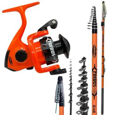 Imagem de Kit Pesca Tribus Ultra Light Molinete Carretel de Aluminio, Laranja, 2