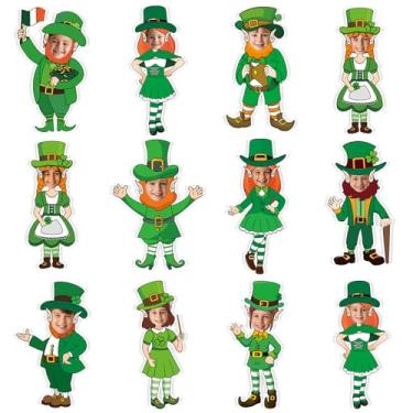 Imagem de 60 peças de recortes de tema de duende do dia de São Patrício, decorações de quadro de avisos de duende, recortes de papel do dia de São Patrício, decoração de sala de aula para meninos e meninas