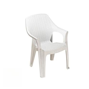 Imagem de Cadeira De Plástico Com Braço Rattan Jardim Poltrona Branca Preta Bege Cinza Marrom (Branco,1 Unidade)