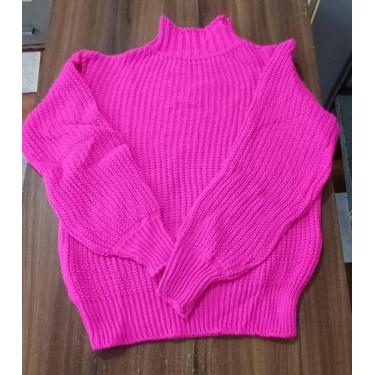 Imagem de Blusa fangui bufante com gola fio acrílico nacional, Rosa