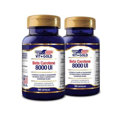 Imagem de Vitamina A Beta Caroteno 8000 UI Vitgold Kit 2x 100 capsulas-Unissex