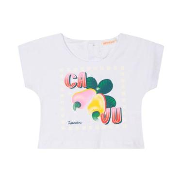 Imagem de Conjunto Infantil Menina, Blusa Branca Caju MM E Ciclista Amarelo Maca