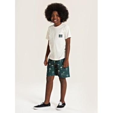 Imagem de Conjunto Verão Menino Natural Camiseta e Bermuda com Recorte Coqueiros