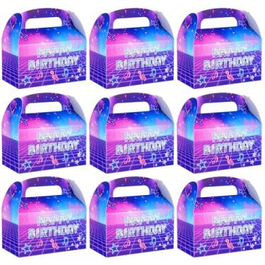 Imagem de Marspark Pacote com 24 caixas de presente de papel para lembrancinhas de aniversário Kpop para decorações de festa de aniversário com tema de anime (Símbolo musical roxo)