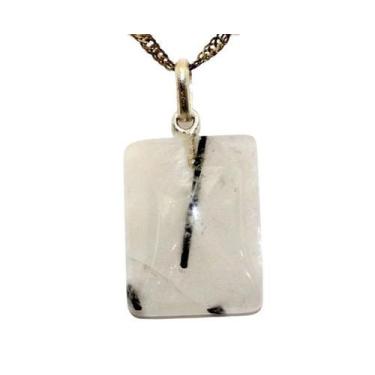 Imagem de Colar Cristal com Turmalina Retangular Pino Prata 950 - CristaisdeCurv