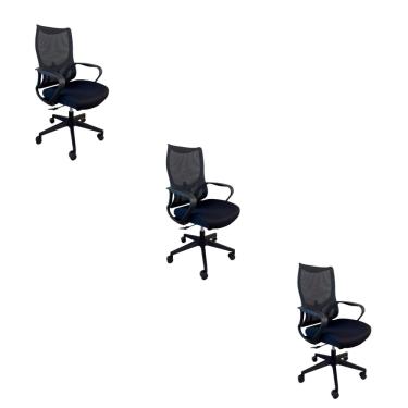 Imagem de Kit 3 Cadeiras Presidente Oficial Verona sem Apoio