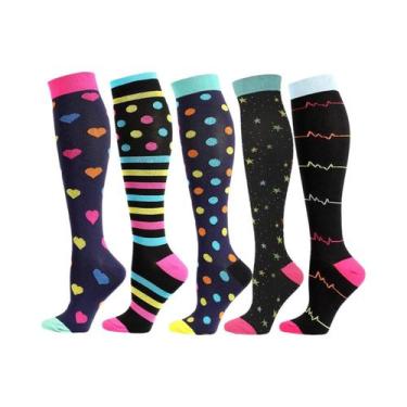 Imagem de Meias De Compressão Atléticas Masculinas E Femininas 5 Pares Para Corr