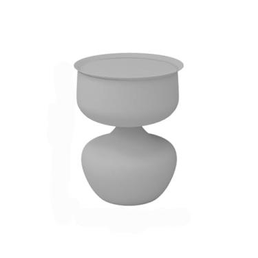 Imagem de Mesa lateral, mesa lateral redonda aparador em metal para pequenos espaços, quarto, sala de café, mesa de centro pequena (branca)