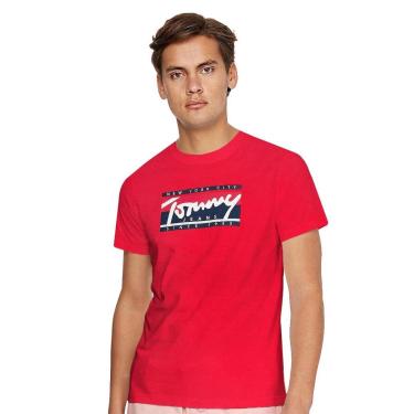Imagem de Camiseta Tommy Jeans Masculina Essential Script Tee Vermelha-Masculino
