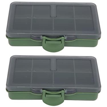 Imagem de Caixa de armazenamento de equipamento de pesca mini pp plástico leve organizador durável para pescadores de carpa verde 105x70x25mm 2 peças (8 Cavidade)
