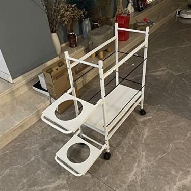 Imagem de Rack de armazenamento de tapete de ioga com rodas, faixas de resistência multifuncionais/suporte de tapete de exercício prateleira de exibição estável, para academia em casa e estúdio