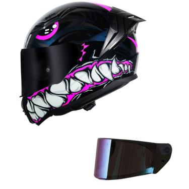 Imagem de Capacete LS2 FF810 Vigo Sarbul Preto e Rosa Mais Viseira Camaleão