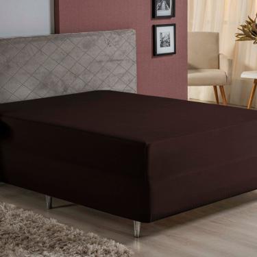 Imagem de Lençol Com Elástico Queen Nobre 1 Peça Luva De Box 55cm De Altura Malha 100% Algodão - Marrom