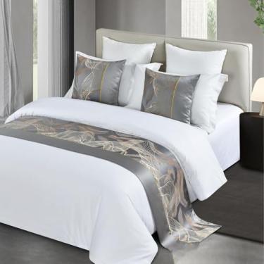 Imagem de Lenço de corredor de cama de hotel, camada de qualidade, protetor de cama moderno, mantas de cama para pés da cama, toalha de cauda de cama macia e confortável para solteiro, Queen King, tamanho cinza