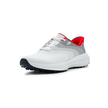 Imagem de Skechers Tênis de golfe masculino Flow Slip-in Spikeless, Branco/azul marinho/vermelho, 9.5 Wide