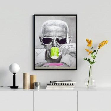 Imagem de Quadro Decorativo Cartola- Verde E Rosa 33X24Cm