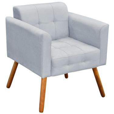 Imagem de Poltrona Decorativa Pés Palito Karen Suede Cinza - Gran Belo