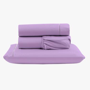 Imagem de Jogo de Lençol Peletizado 400 Fios Solteiro 3 Peças Casa - Hotel - Pousada Barato - Lilás
