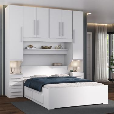 Imagem de Guarda-roupa de Casal com Cama Bau Padrão Embutida 1220 Branco