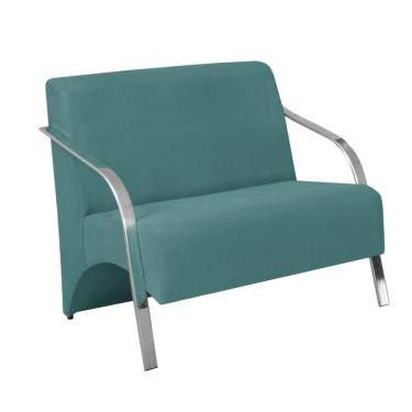 Imagem de Poltrona 2 Lugar Vênus Braço Alumínio Suede Turquesa
