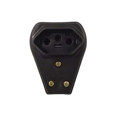 Imagem de Pino Fêmea 3p 20a Triangular Com Prensa Cabo Preto - Ilumi