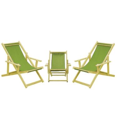 Imagem de Kit 3 Espreguiçadeiras 2 Adulto E 1 Infantil-verde