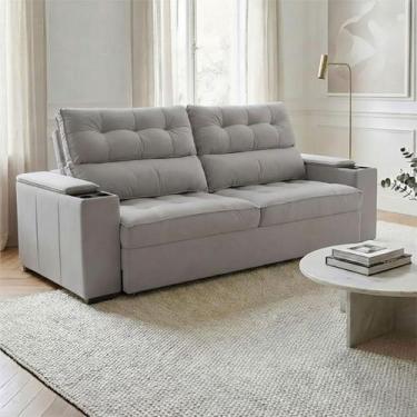 Imagem de Sofá 2 Lugares Retrátil 2,30m Bipartido 2 Porta Copos para Sala de Est