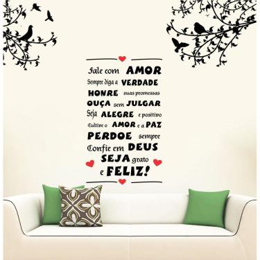 Imagem de Adesivo Decorativo De Parede Galhos E Frase Fale Com Amor