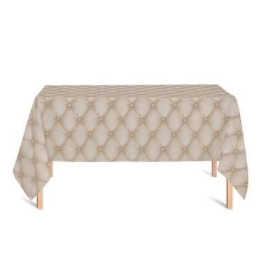Imagem de Toalha de Mesa Retangular em Tecido Jacquard Estampado Capitonê Bege, 
