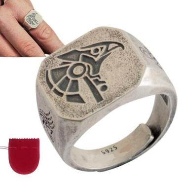 Imagem de Anel Prata 925 Egito Deus Hórus Ajustável - Pjk store