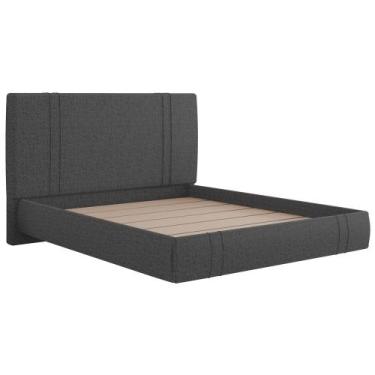 Imagem de Cama King Flutuante Com Cabeceira 195cm Astra W01 Linho Chumbo Lyam De