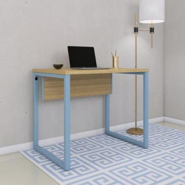 Imagem de Escrivaninha Mesa Escritório P25 90cm Samba E Azul Dali - Pandin Móvei