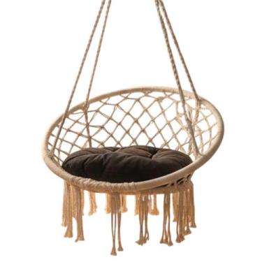 Imagem de Cadeira Rede Balanço Suspenso Almofada Varanda Jardim Quintal Conforta