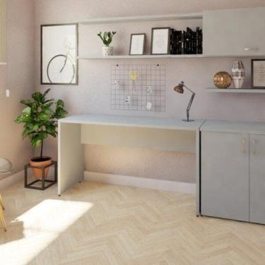 Imagem de Escrivaninha Mesa Escritório 160cmx47cm 160cm Cinza Cristal - Bramov M