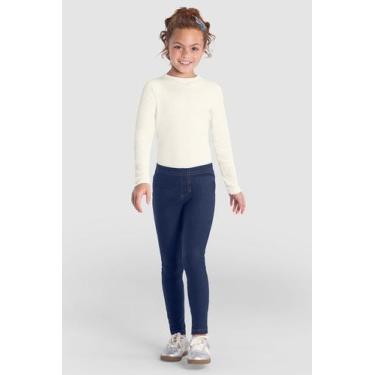 Imagem de Calça legging infantil menina em cotton jeans Brandili, 3, Azul