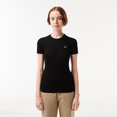 Imagem de Camiseta Lacoste Algodão Canelada com Caimento Ajustado Feminina-Feminino